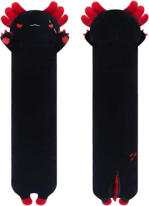 Axolotl Plush Toy, Cute Axolotl Stuffed Animal Soft Long Plushie Body Pillow for Girls and Boys Adults Gifts, 20″, Black