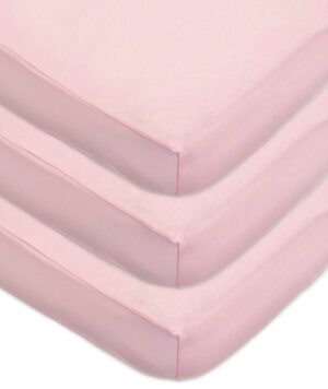 American Baby Company 3 Pack Fitted Crib Sheets 28″ x 52″, Soft Breathable Neutral 100% Cotton Jersey Sheet, Pink, for Boys and Girls, Fits Crib and Toddler Bed mattresses