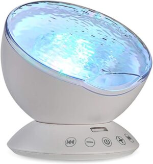 Ocean Wave Projector Sound Machine, Night Light Projector with Remote Control Timer 7 Colors LED Lighting Modes Water Lamp for Kids Adults Bedroom Living Room Party Decorations Gift (White)