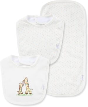Little Me Baby Boys and Girls 100% Cotton 3-Piece Bib and Burp Sets, 2 Bibs and 1 Burp Cloth