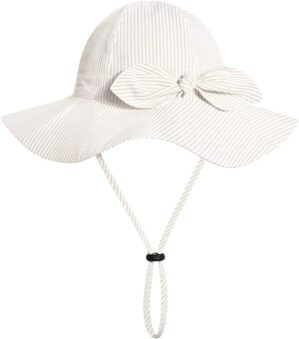 Baby Girl Sun Hat with UPF 50+ Outdoor Adjustable Beach Hat with Wide Brim Bucket Hats