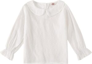 12M-6Y Baby Girls Long Sleeves Solid Color Doll Collar T-Shirt Blouse Toddler Kids Basic Pullover Bottom Tops