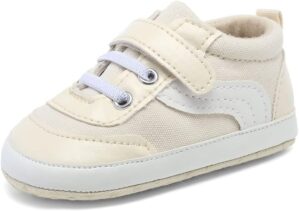 Clowora Unsex Baby Boys Girls Canvas First Walkers Shoes,Newborn Infant Non Slip Soft Sole Crib Casual Sneaker