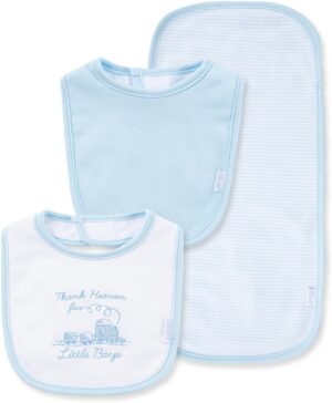 Little Me Baby Boys and Girls 100% Cotton 3-Piece Bib and Burp Sets, 2 Bibs and 1 Burp Cloth