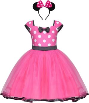 Baby Toddler Girl Polka Dots Fancy Dress Up Costume Birthday Party Tulle Dresses with Polka Dot Headband