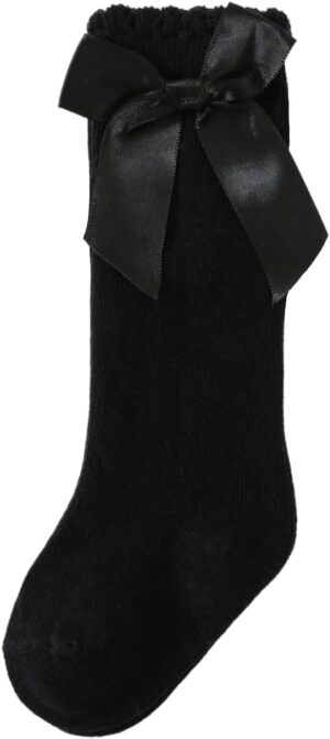 DOOVID Knee High Socks Toddler Girls Bow Tube Ruffled Socks Baby Girls Infant Stockings