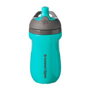 Tommee Tippee Insulated Sportee Bottle, 9oz, No Spill Toddler Water Bottle For 12 months +, Two-Piece Valve Helps Stop Spills, Teal, 1 count