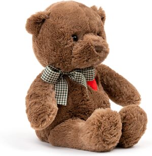 15”Teddy Bear with Heart Cute Brown Teddy Bear Stuffed Animals for Valentines Day Soft Stuffed Bear Plush Bear Plushie Toys Gifts for Girlfriend Boyfriend Kid
