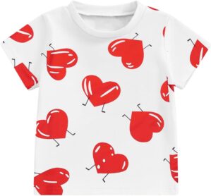 Valentine Shirts for Girls Toddler Love Heart Graphic T-Shirt Boy Valentines Shirt Short Sleeve Tee Tops