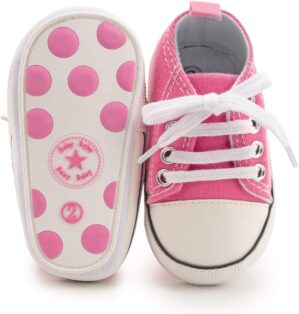 KIDSUN Unisex Baby Boys Girls High Top Sneaker Soft Anti-Slip Sole Newborn Infant First Walkers Canvas Denim Shoes