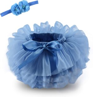 Tutu.kk Toddle Tutu Skirt for Baby Girl with Diaper Cover, Soft Baby Tutu Dress 0-6months with Flower Headband