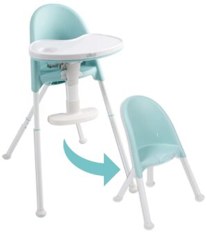 Primo Cozy Tot Deluxe Convertible Folding High Chair – Portable Foldable Baby Chair/Toddlers Highchair – Travel Friendly, Removable EZ Clean Tray, Teal/White, 22″x21″x33.5″
