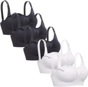 Lataly Womens Sleeping Nursing Bra Wirefree Breastfeeding Maternity Bralette Pack of 5