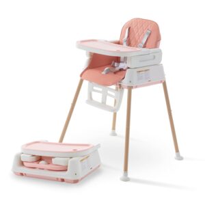 3 in 1 Baby High Chair,Adjustable Convertible Chairs Baby High Chairs for Babies and Toddlers,Portable and Easy to Clean,Pink