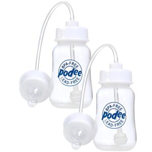Hands-Free Baby Bottle – Anti-Colic Self Feeding Baby Bottle System 4 oz (2 Pack – Podee Blue)