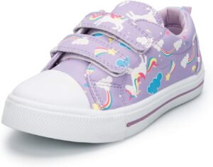 K KomForme Toddler Sneakers for Boys and Girls Dual Hook and Loops Sneakers Baby Canvas Shoes