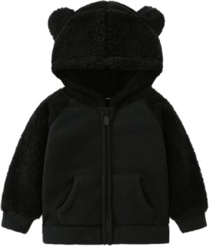AMIYAN Bear Ears Shape Fleece Warm Hoodies Clothes Toddler Zip-up Light Jacket Sweatshirt Outwear For Baby Boys