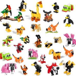 30 Packs Building Blocks Party Favors for Kids, Mini Animals Building Block Sets for Classroom Prizes Birthday Goodie Bag Fillers Valentines Easter Gifts for Kids Boys Girls 4+ Year