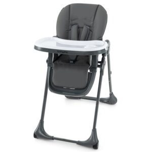 BABY JOY Convertible High Chair for Babies & Toddlers, Height Adjustable, Grow & Go High Chair w/Recline & Footrest, Removable Double Tray, Portable Baby Dinning Chair with Wheels (Dark Gray)
