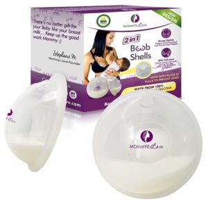 Mommyz Love Breast Shells & Milk Catcher for Breastfeeding New Model with Plugs – Breast Milk Catcher to Relieve Cracked Sore & Engorged Nipples – Breast Shells Milk Collector for Leaking Milk 2 Pack