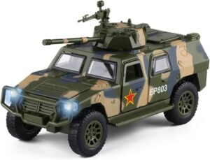 CORPER TOYS Military Toys Truck Army Fighter Tank Armored Off Road Vehicle Pull Back Army Toy Car with Lights and Sounds