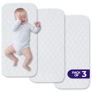 Quilted Thicker Changing Pad Liner 3 Pack Waterproof, Fit for Changing Pads, are Warm On a Baby’s Back Non-Slip Design Reusable Pads Machine Washable 14″x 27.5″ – White