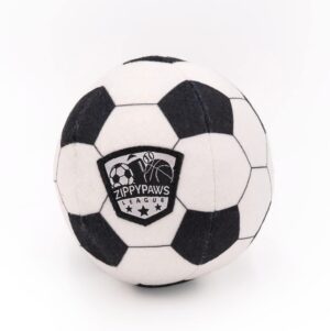 ZippyPaws SportsBallz – Plush Soccer Ball Dog Toy, Soft Squeaky Balls for Dogs, Indoor & Outdoor Puppy Fetch Toys for Small, Medium, & Large Dogs, Stuffed Plushie Play Toy Balls for Puppies