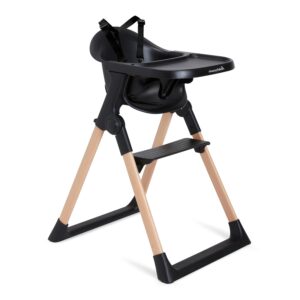 Munchkin Float Baby High Chair, Foldable and Easy to Clean, for Babies and Toddlers, Black with Wooden Legs