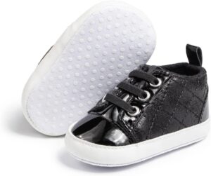 KIDSUN Infant Baby Boys Girls Sneaker Leather Soft Sole Anti-Slip Newborn Toddler White Casual Shoes First Walker Crib Shoes