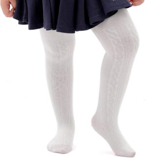 Marchare Baby Girls Tights Thick Solid Cable Knit Leggings Winter Warm Stockings For Toddler Girls 1/2/3/4/5 Pack