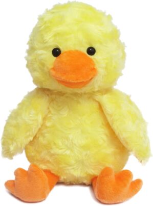 Rose Duck Plush Stuffed Animal, Cute Furry Yellow Duck Toy, Soft Cuddly Plushie Hugger Toy for Boys Girls, Gifts for Kids or Girlfriend, 12 Inches