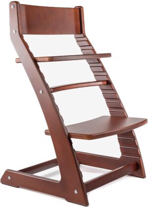 Fornel Dining High Chair for Babies and Toddlers – Wooden Highchair Adjustable Height – Montessori Kids Dine Seat from 3 Years to 200 Lb – Grow with Child, Toddler Dining Chair (Dark Walnut)