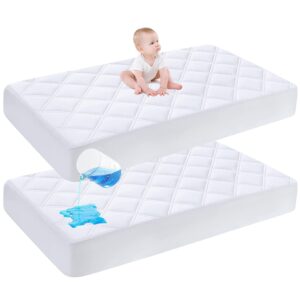 Cute Castle Baby Waterproof Crib Mattress Protector, 27×39 Inch (Pack of 2), White