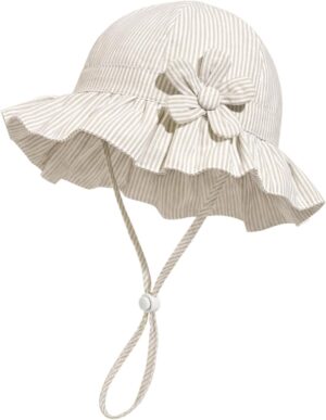 Baby Girl Wide Brim Bucket Hats with UPF 50+ Outdoor Adjustable Beach Hat with Sun Hat