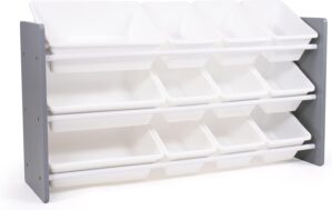 Humble Crew Made for Me Kids Toy Storage Organizer with 12 Storage Bins, Grey/White