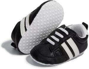 KIDSUN Infant Baby Boys Girls Sneaker Leather Soft Sole Anti-Slip Newborn Toddler White Casual Shoes First Walker Crib Shoes