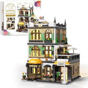 City Restaurant Building Mini Sets with LED, STEM Learning Toy Building Block for Adult Teen Boy & Girls 14+, 1165pcs Mini Brick