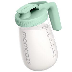 Momcozy Breast Milk Pitcher, Resistant to Heat and Cold Abrupt Temp Swings, No Leak Glass Breast Milk Fridge Storage Container with Wide Mouth, Fast Baby Formula Maker, Green