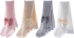 CHUNG Baby Girls Cotton Tights Thin Hollowed Summer with Bowknot Mesh Lace Fashion Toddler Footed Legging Pantyhose