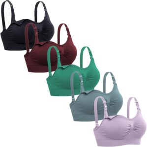 Lataly Womens Sleeping Nursing Bra Wirefree Breastfeeding Maternity Bralette Pack of 5