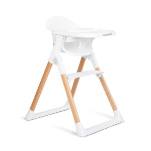 Munchkin Float Baby High Chair, Foldable and Easy to Clean, for Babies and Toddlers, White with Wooden Legs