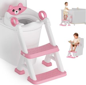 Potty Training Seat, Toddler Toilet Seat With Steps, 2 In 1 Toddler Potty Training Toilet With Splash Guard, Anti-Slip Step Stool Soft Mat, Adjust High Potty Seats For Toddlers Kids Boys Girls