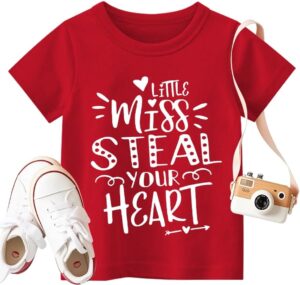 Valentines Shirts for Boys Girls Kids Toddler Funny Dinosaur Steal Hearts Tee Tops