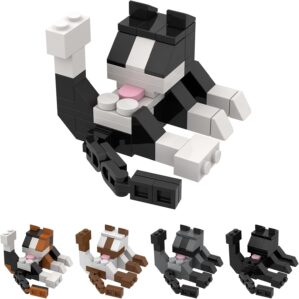 MOC Licking Butt Cat Building Block Set, Compatible with Lego 853792 Accessory, Black, Calico, Siamese Cow Cat, Funny Gift for Animal Lovers, Cat Lover for Adults (Cow)