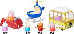 Peppa Pig Peppa’s Little Vehicle Playset for Girls and Boys, Includes Helicopter, Camper, and Car, and 5 Figures Set, Preschool Toys, Ages 3+ (Amazon Exclusive)