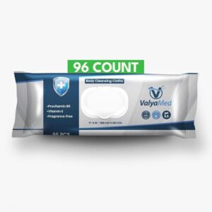 Body Wipes for Adults, XL Body Wipes, Adult Wipes for Elderly, Alcohol-Free Incontinence Wipes, Paraben Free, Fragrance-Free, Vitamin E, Provitamin B5-11” x 8” (96 Count – Single Pack)