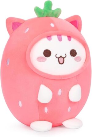 12″ Cute Plush Pillow Stuffed Animal, Soft Kawaii Plushie Gift for Kids (Strawberry Cat)