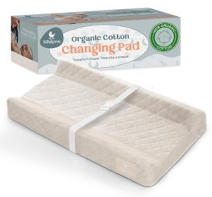 Organic Cotton Changing Pad – Soft & Breathable Diaper Changing Pad, Safe Non-Slip Waterproof Design | Removable & Washable Baby Changing Pad Cover | Standard Changing Pad for Dresser – Winter Sand