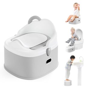 3-in-1 Toddler Potty Training Toilet & Detachable Training Seat & Sturdy Step Stool, Larger Potty Chair for Boy & Girl with Comfortable Backrest, Armrests, Splash Guard