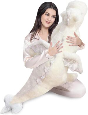 Pterosaur Stuffed Animal with Wings – Cute Soft Dinosaurs Plush Toys Little Flying Dragon Plushies Pillow Doll Christmas Birthday Gifts for Kids Boys Girls (White,51.18inch/130cm)